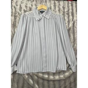 David Matthew Gray Sheer Top Long Sleeve Button Up Women's‎ Blouse Size 10